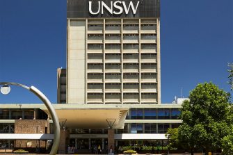 Kensington campus library lawn and library building