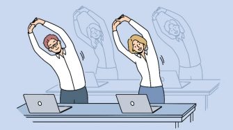 cartoon office stretching