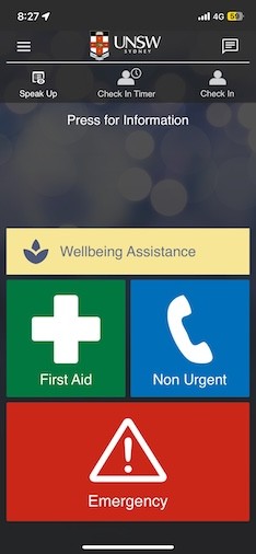 Screenshot from SafeZone app