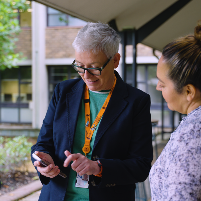 Staff using Safezone app