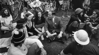 archive image of Head of school talking to students