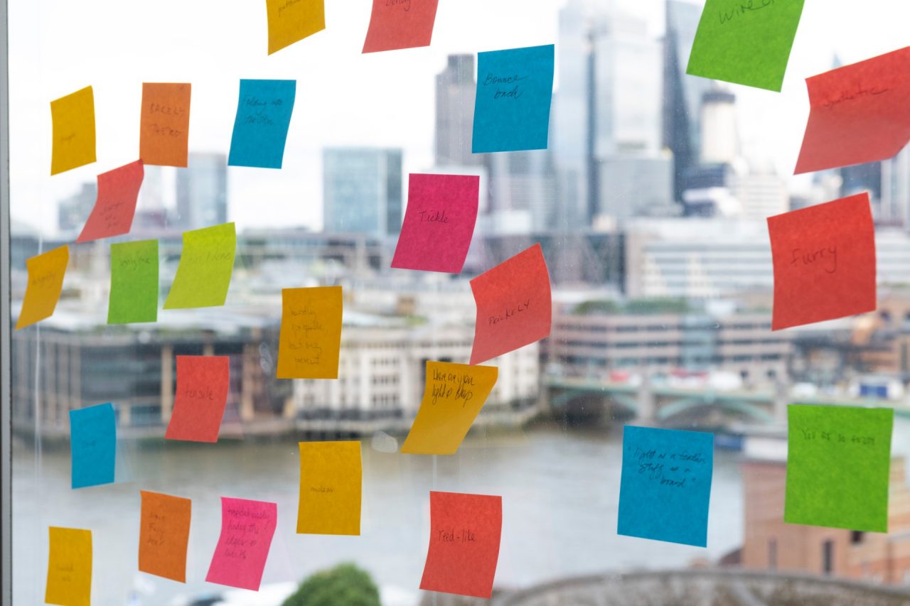 Post it notes on a window