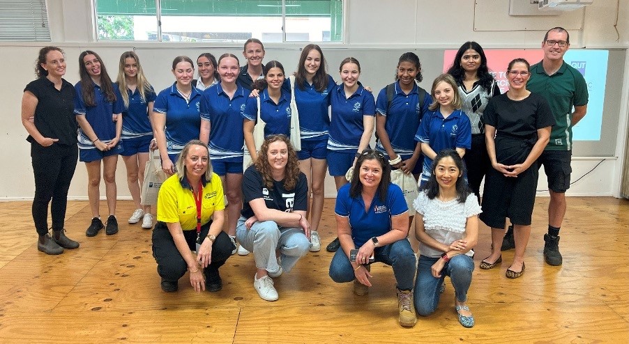 Photo of girls attending construction workshop