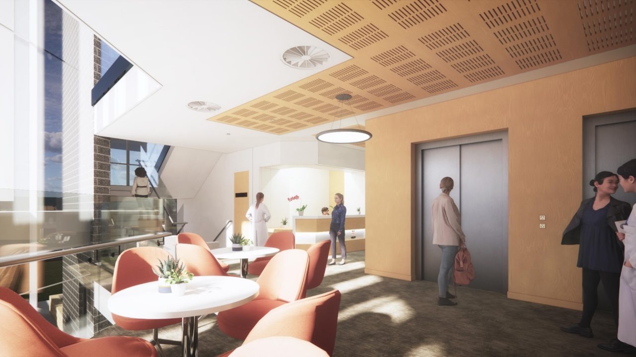 Artist's impression of entry, UNSW Biomedical Sciences Centre in Wagga Wagga