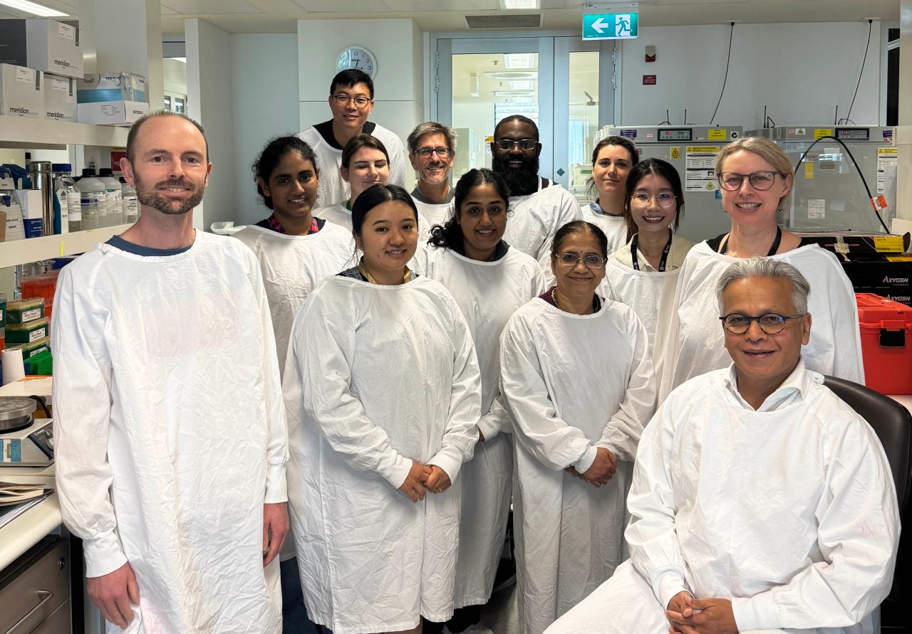 Professor John Pimanda and Dr Julie Thoms, front right, with members of the Stem Cell Laboratory, Lowy Cancer Research Centre.