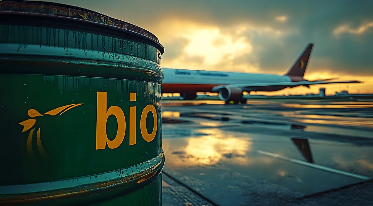 Biofuel barrel at airport