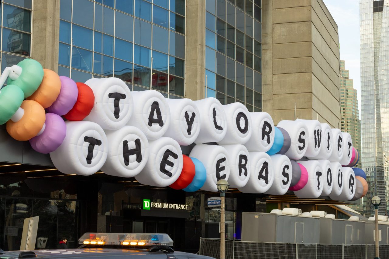 A sign outside a Taylor Swift performance in Canada