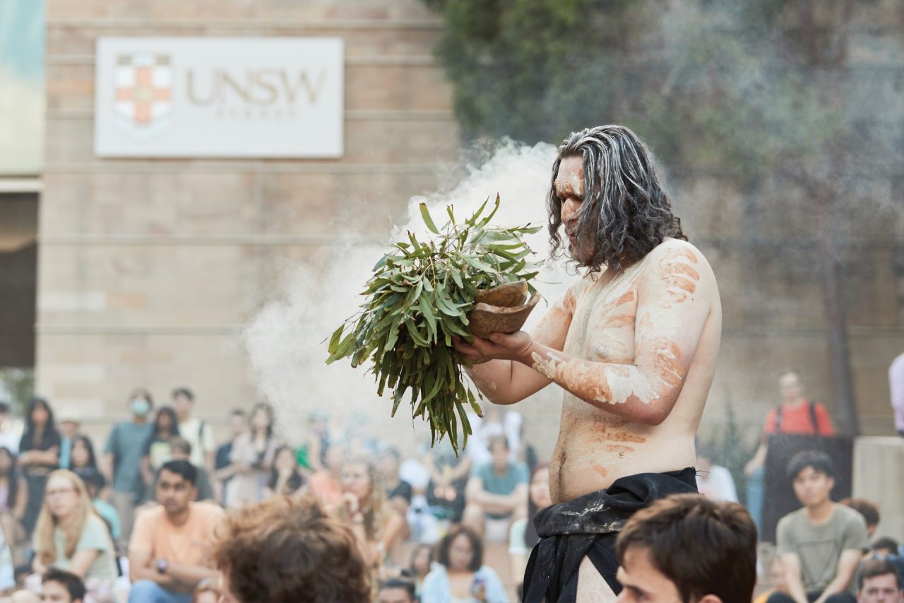 Smoking ceremony on Main Walkway