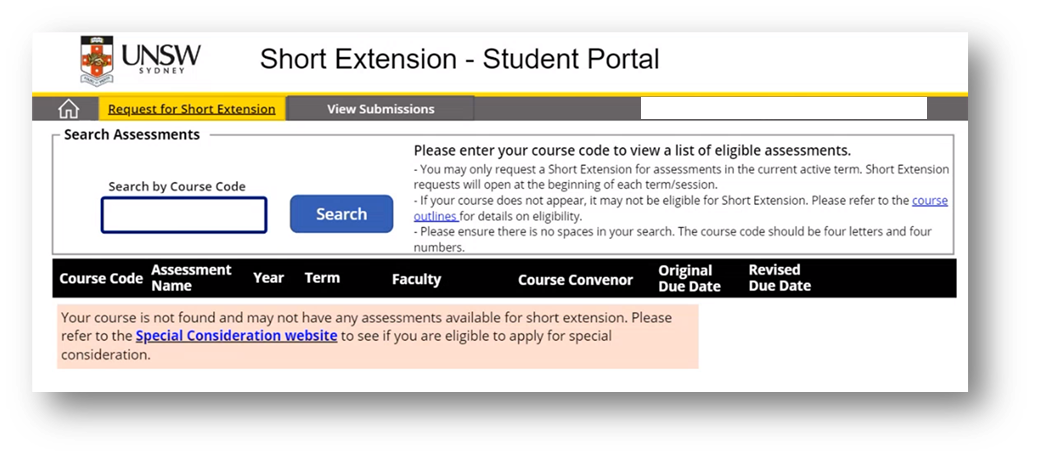 Short Extension portal screenshots