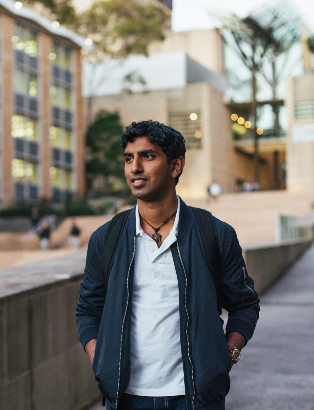 Students walking through campus