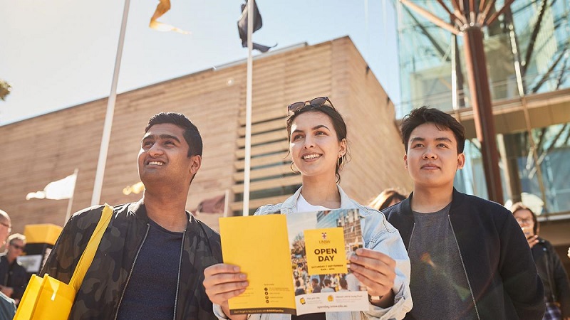 Students talking and laughing at UNSW.