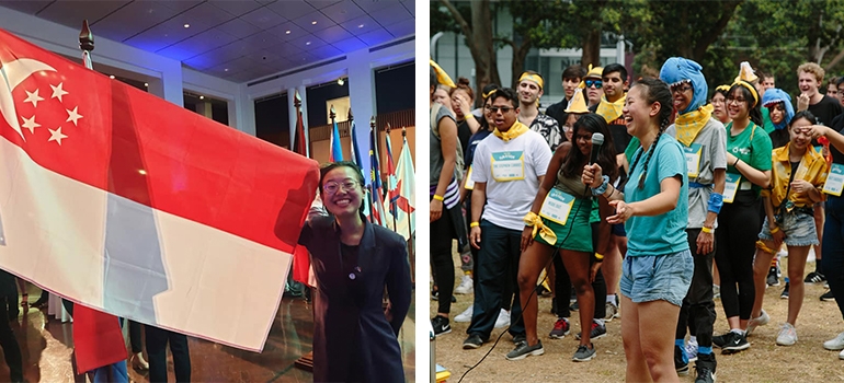Alice Hu at Parliament House for New Colombo Plan Award Ceremony and running a Phil' 24-hour Fun-a-thon activity in 2019.